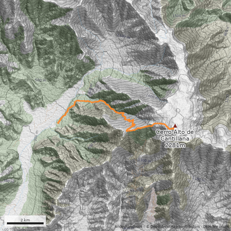 Mapa Cara Oeste por la Quebrada Mina de Plata