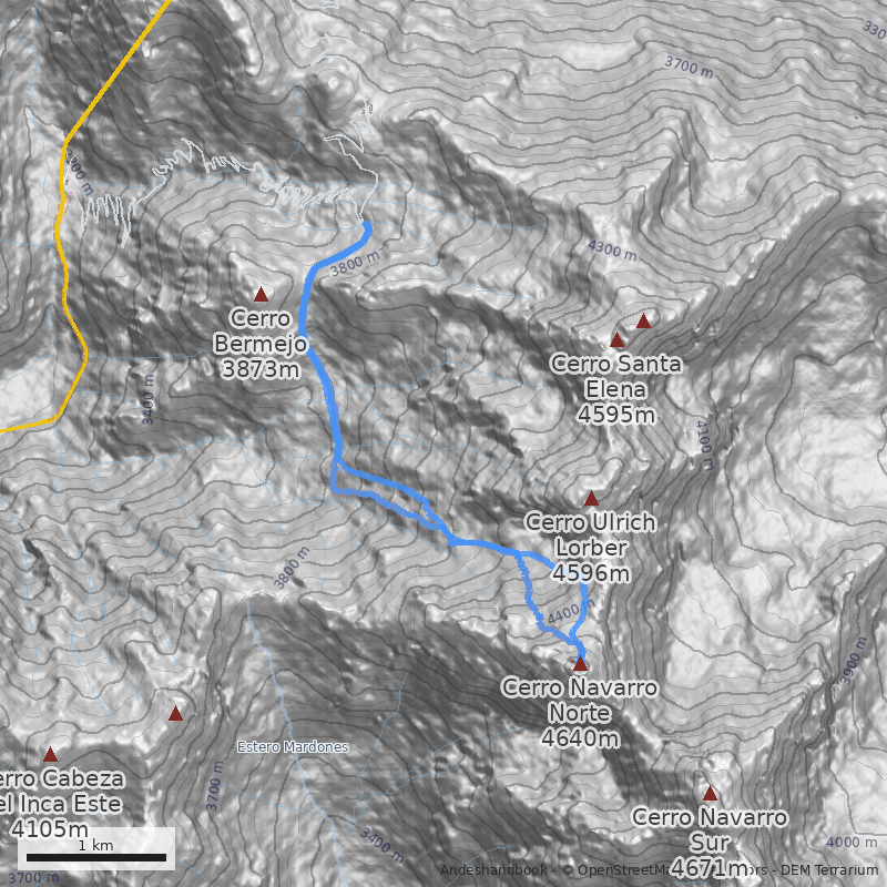 Mapa Vertiente Chilena por Quebrada Rodado Mecha