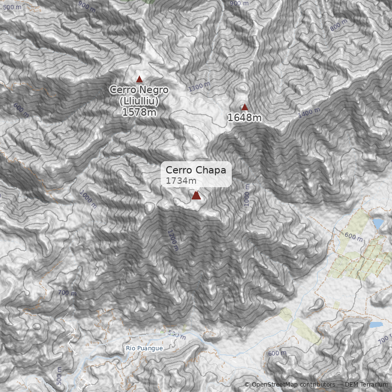 Mapa Cara Sur desde Colliguay