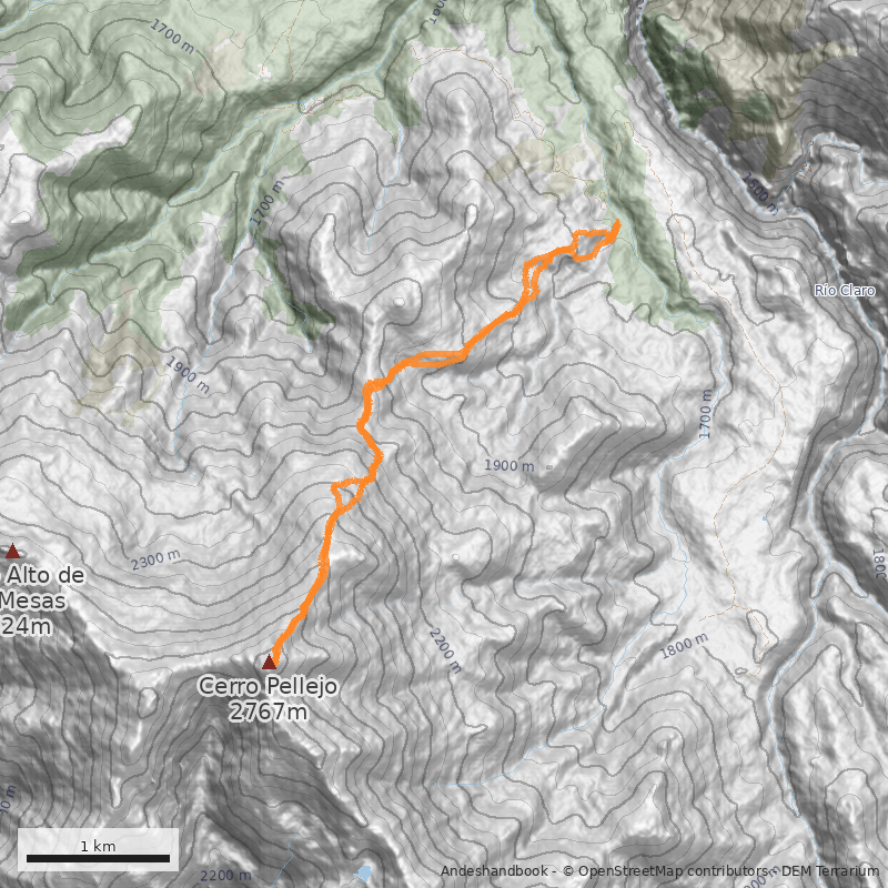 Mapa Cara Norte desde el Roble Grueso