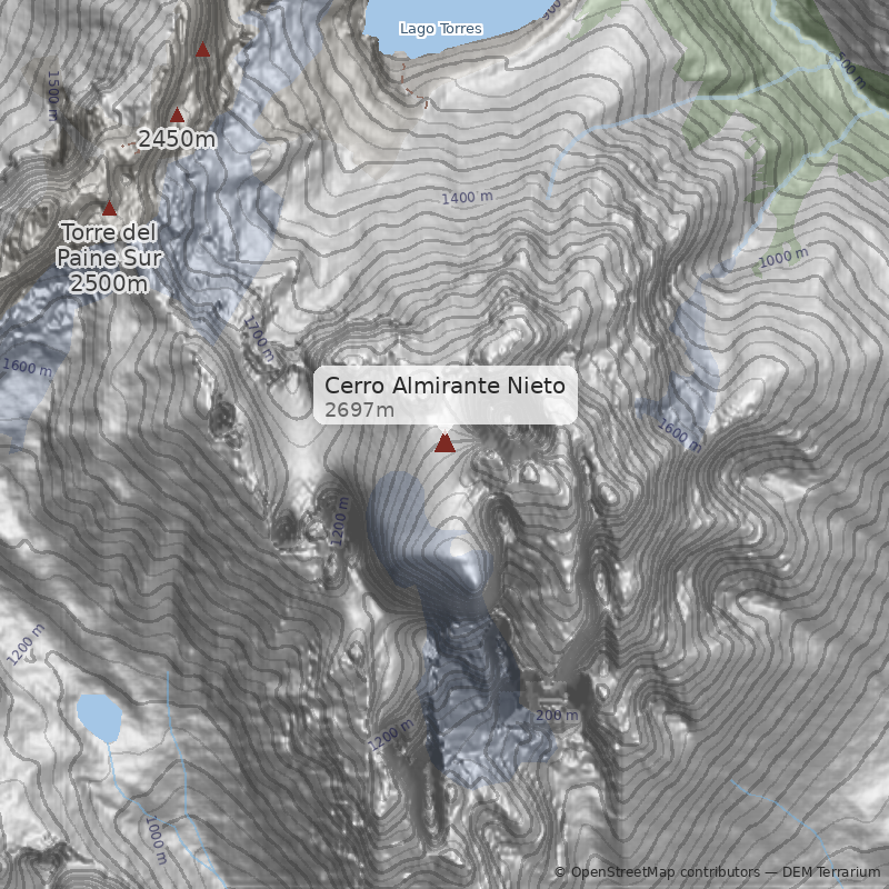 Mapa Cumbre Este, ruta normal