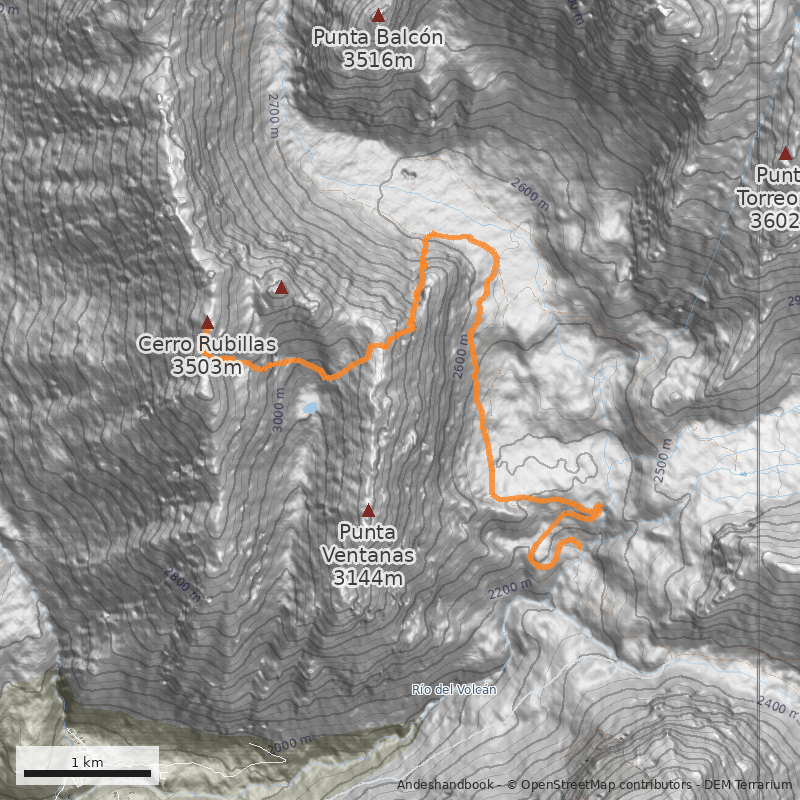Mapa Cara Este desde el valle de las Arenas
