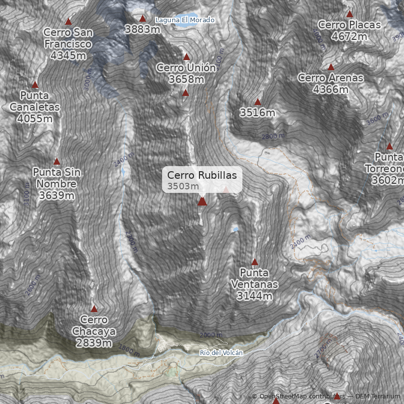 Mapa Cara Este desde el valle de las Arenas