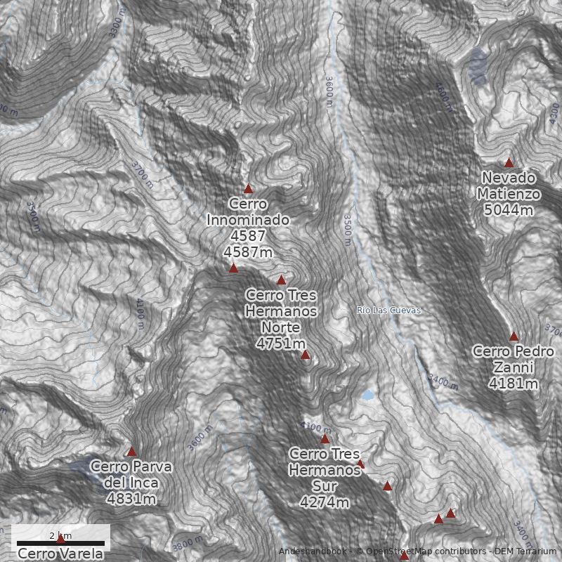 Mapa Cara Norte al Tres Hermanos Norte