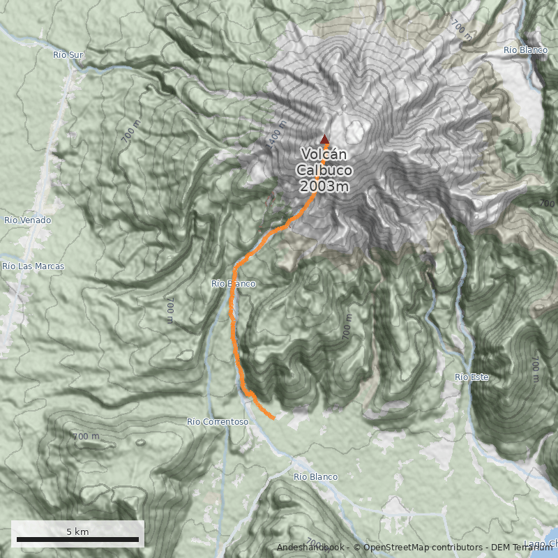 Mapa Volcán Calbuco - Cara Sur