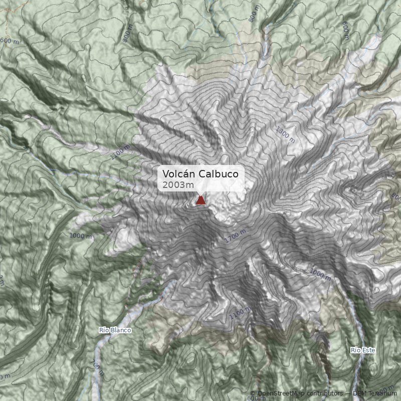Mapa Volcán Calbuco - Cara Sur