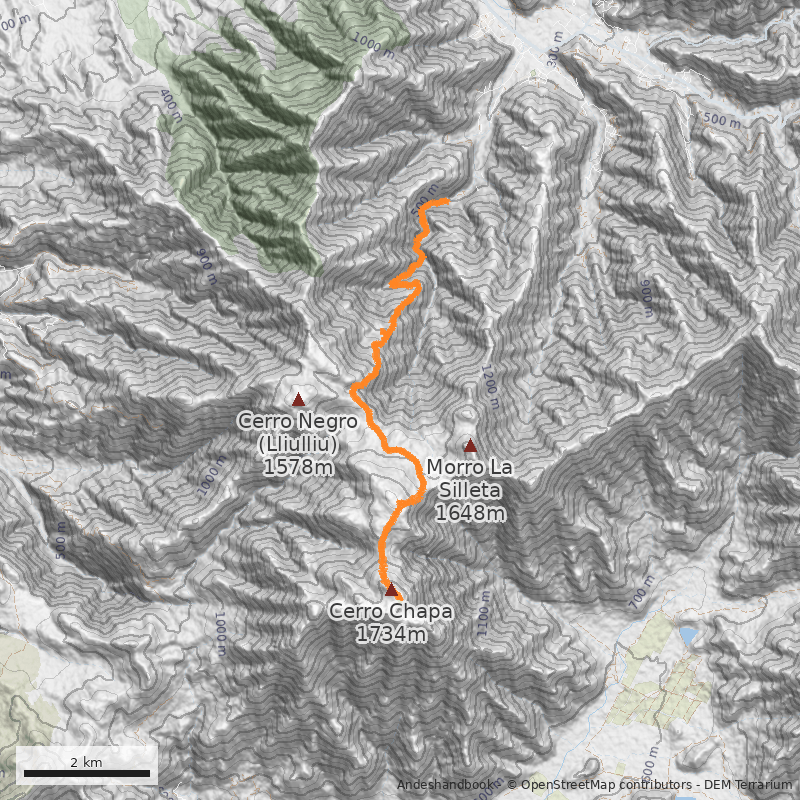 Mapa Cara Norte desde Quebrada Alvarado