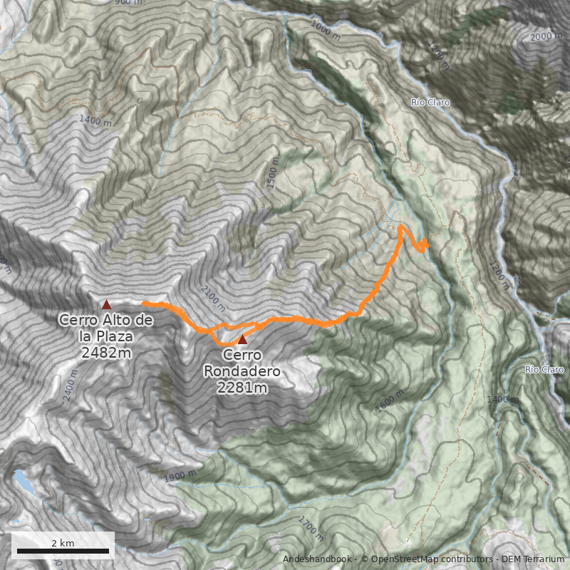 Mapa Normal a cumbre Norte desde el Rondadero