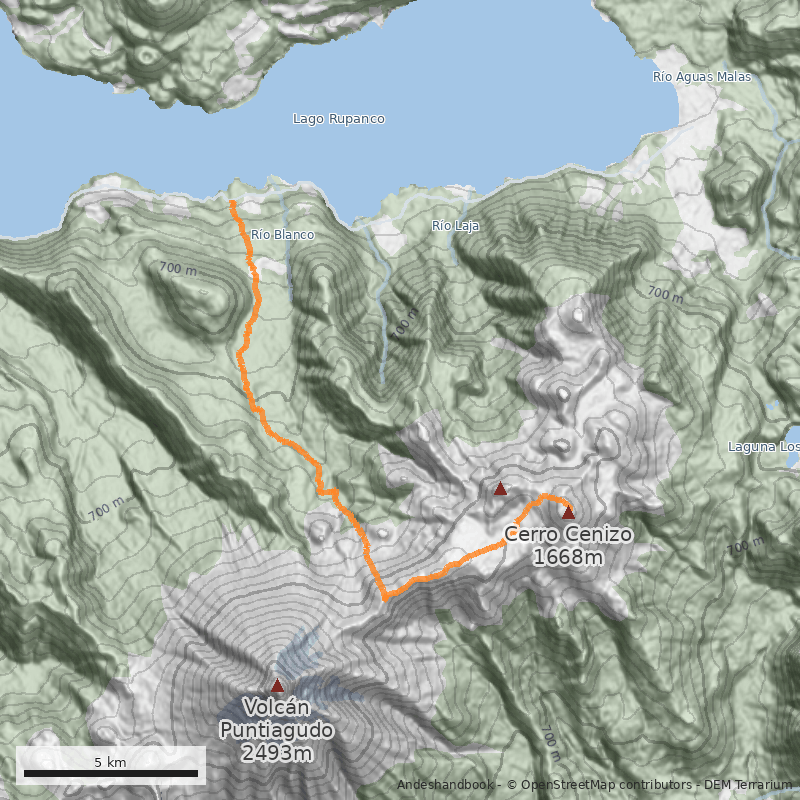 Mapa Cara Norte desde Lago Rupanco  