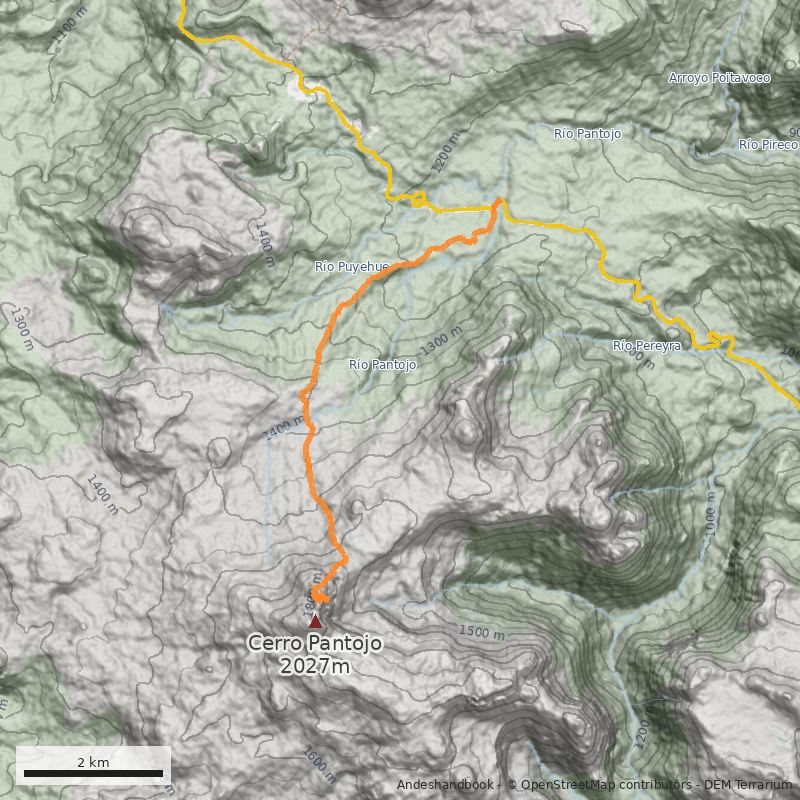 Mapa Canalón Suroeste, acceso desde Argentina