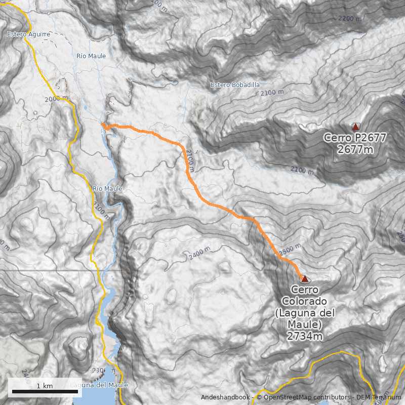 Mapa Cara Noroeste desde Valle de los Cóndores