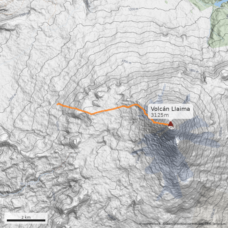 Mapa Normal desde centro de ski Las Araucarias