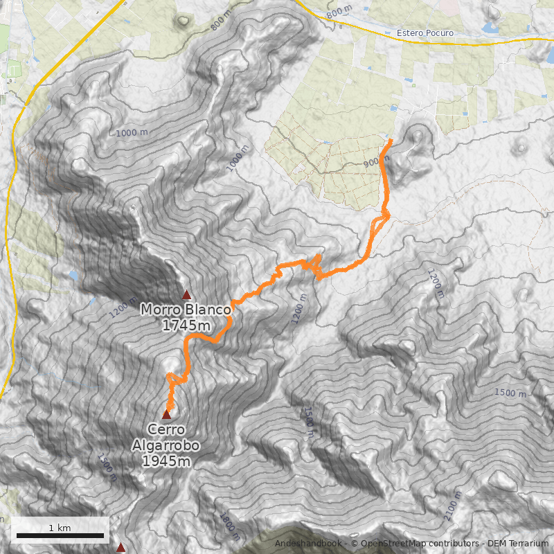 Mapa Cara Noreste desde El Pedrero