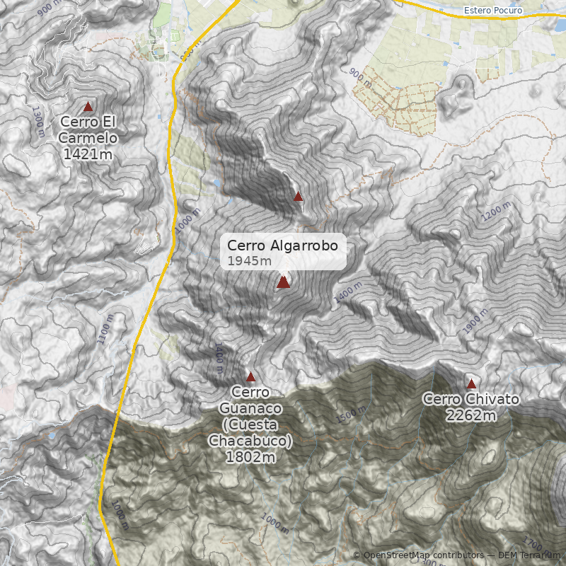 Mapa Cara Noreste desde El Pedrero
