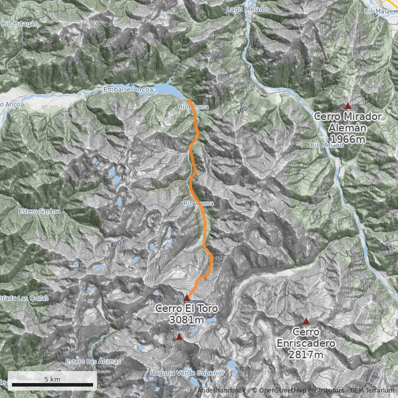 Mapa Normal por río Ancoa