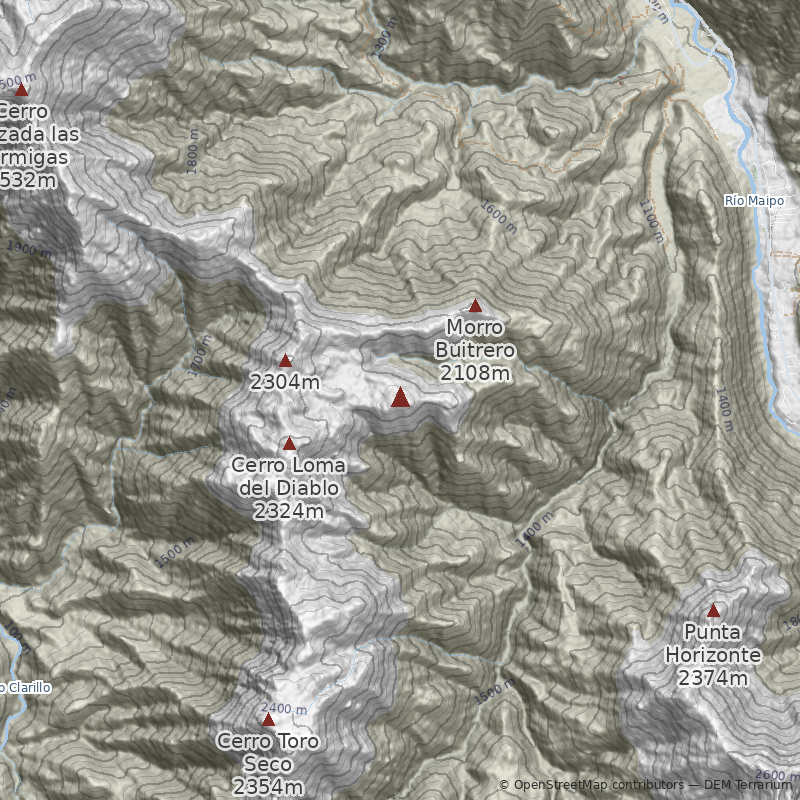 Mapa Cara Noroeste desde Morro Buitrero