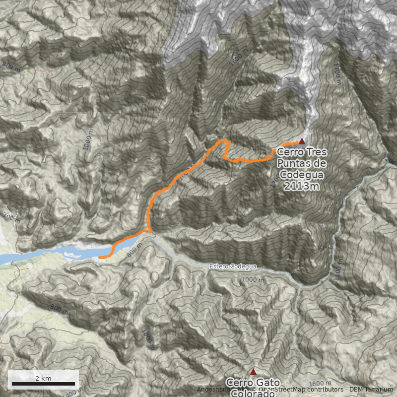 Mapa Por Quebrada El Bolsón