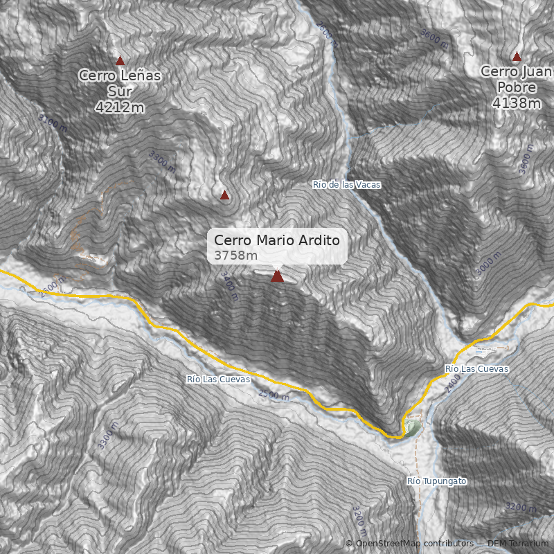 Mapa Cara Norte desde Cruz de Caña