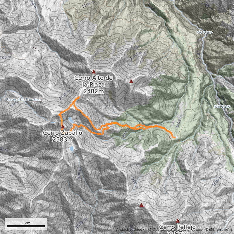 Mapa Travesía Zapallo desde Alto Huemul