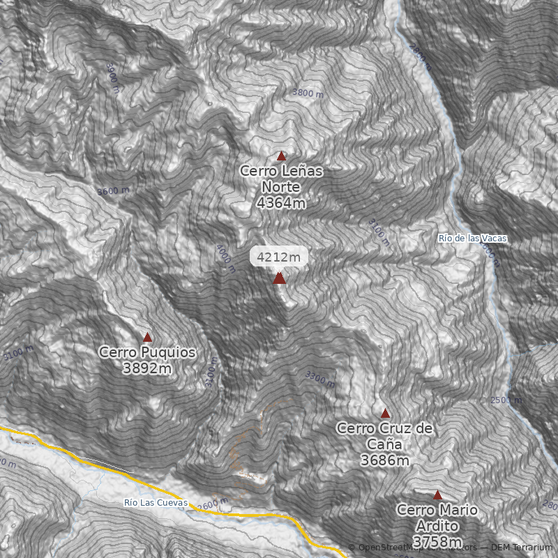 Mapa Normal por quebrada Cruz de Caña