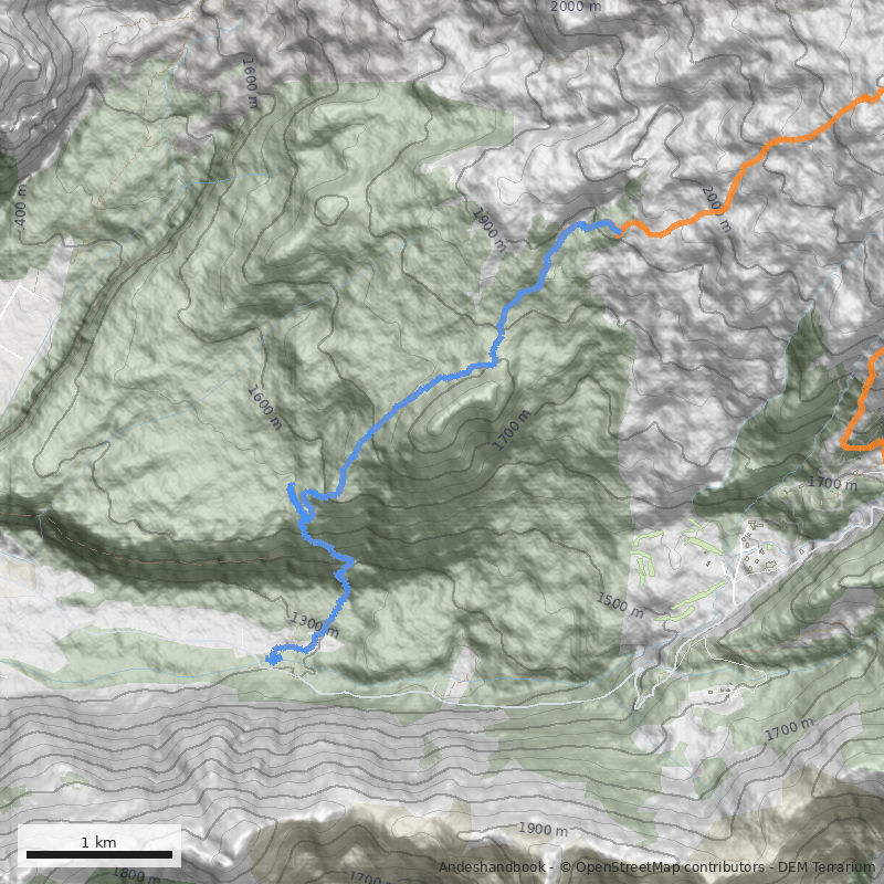 Mapa Volcán Chillan  desde Garganta del Diablo