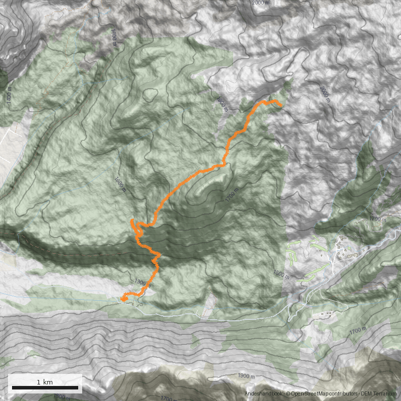 Mapa Volcán Chillan  desde Garganta del Diablo