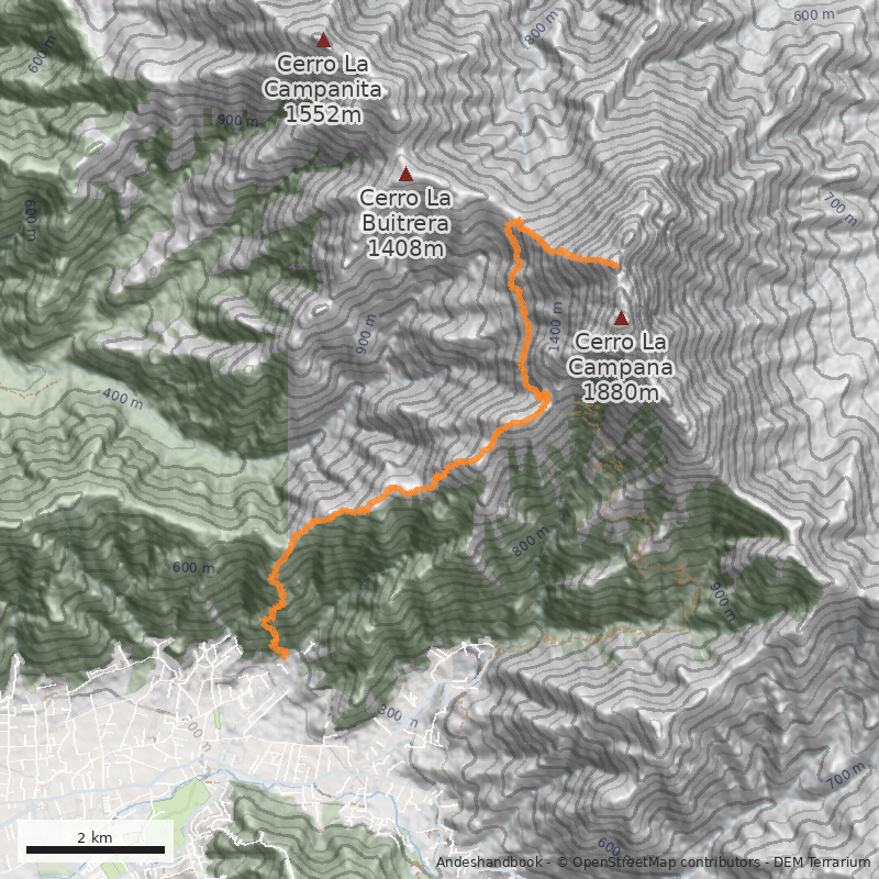 Mapa Arista Noroeste a cumbre Noroeste