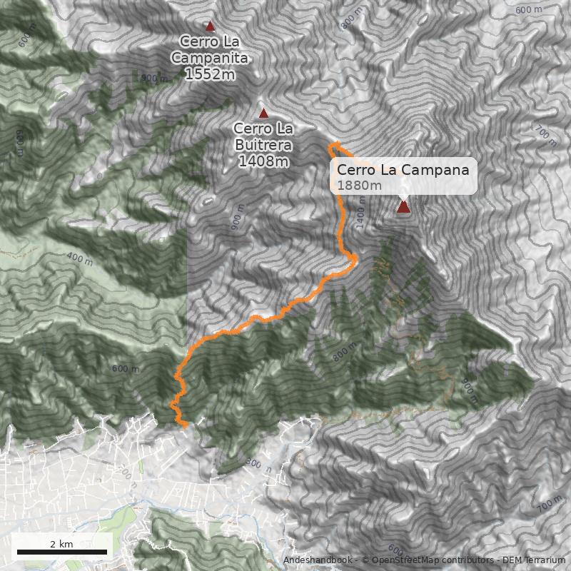 Mapa Arista Noroeste a cumbre Noroeste