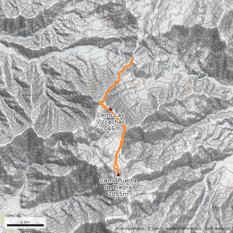 Mapa Filo norte desde cerro Las Vizcachas
