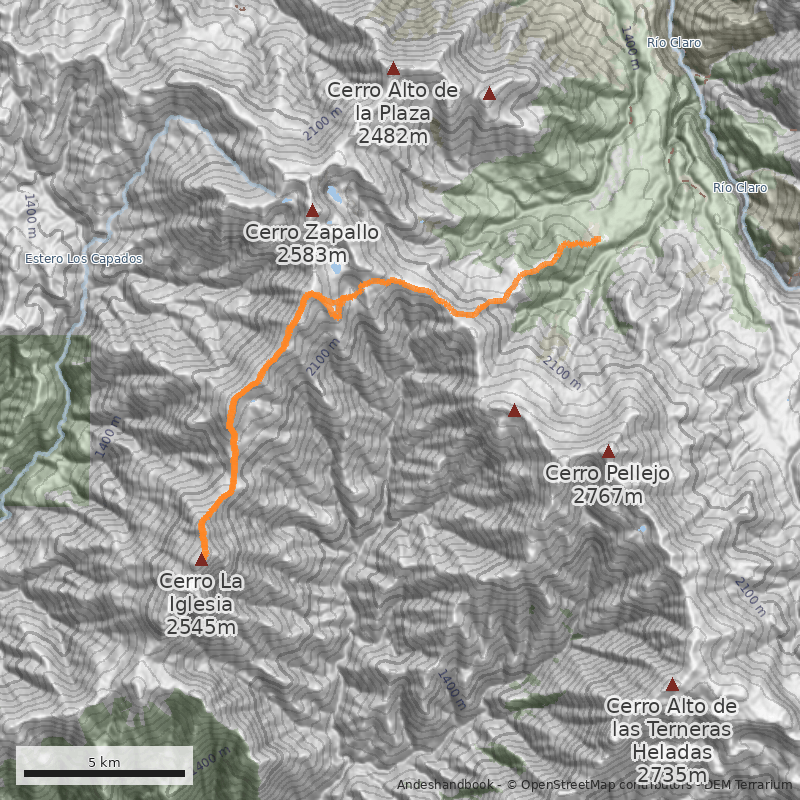 Mapa Filo Norte desde la laguna Chica