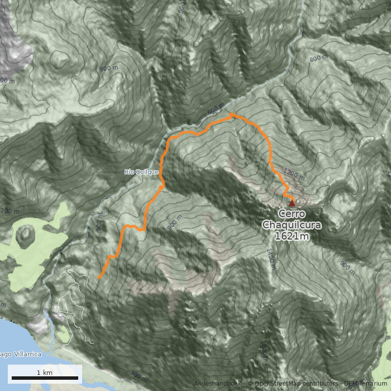 Mapa Cara norte desde Río Quilque