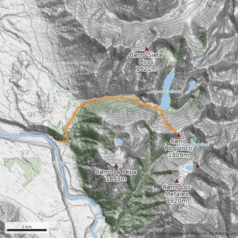 Mapa Normal desde laguna Cañicura