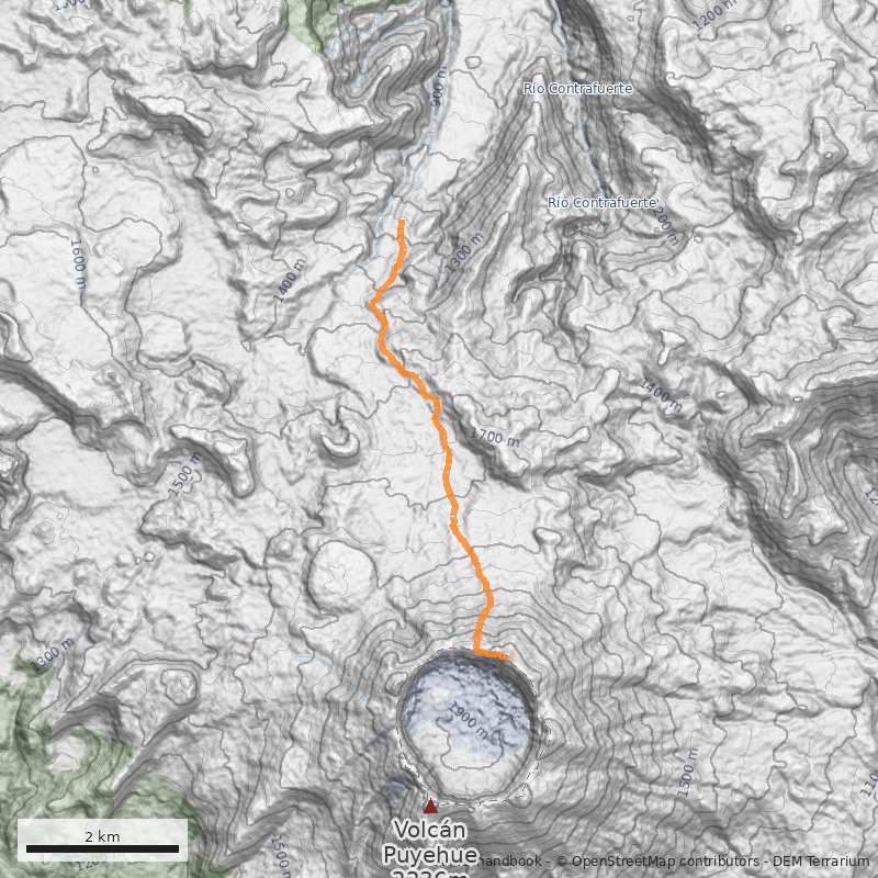 Mapa Valle del Rio Contrafuerte hasta Cumbre Este