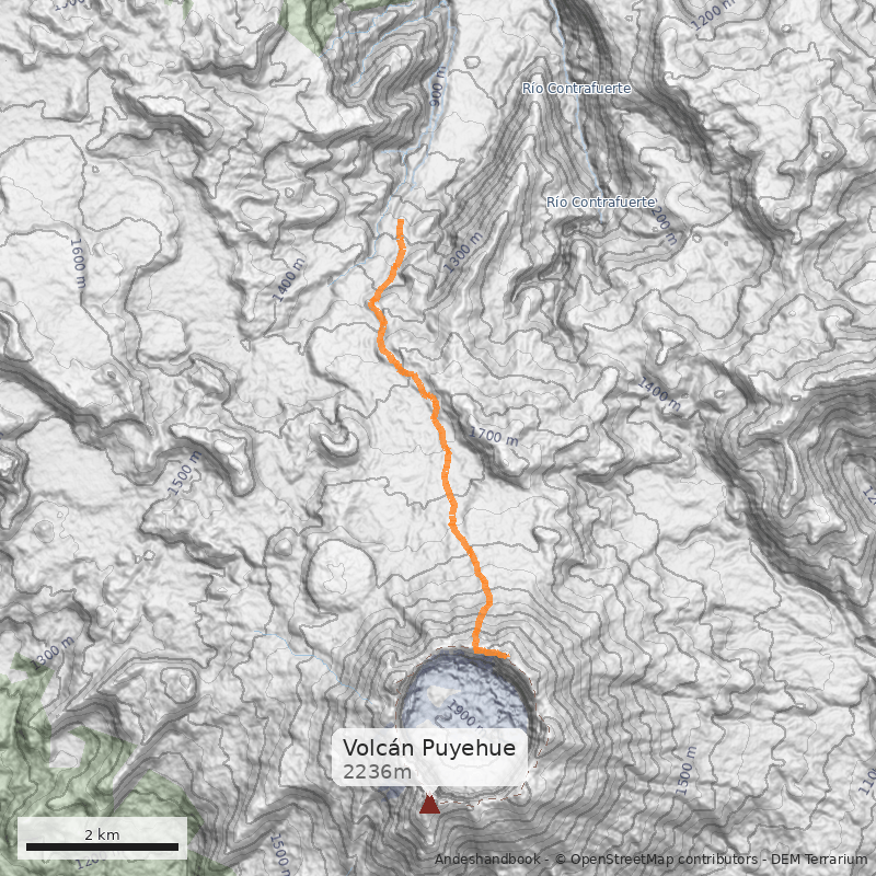 Mapa Valle del Rio Contrafuerte hasta Cumbre Este