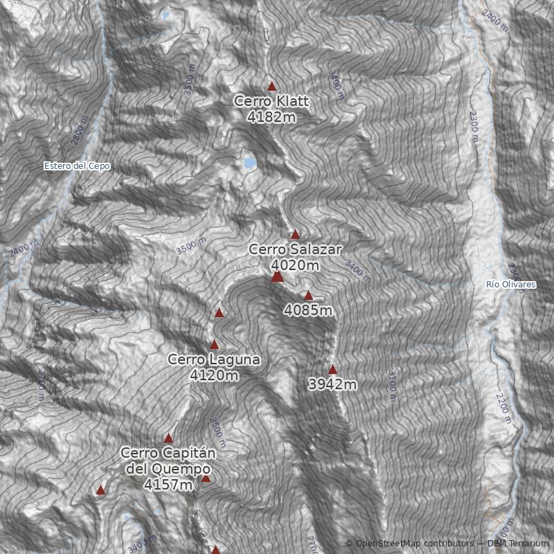 Mapa Cara Oeste desde quebrada Los Arenales