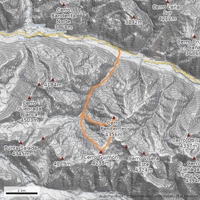 Mapa Cara Sur desde el cerro Guimón