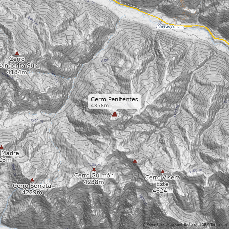 Mapa Cara Sur desde el cerro Guimón