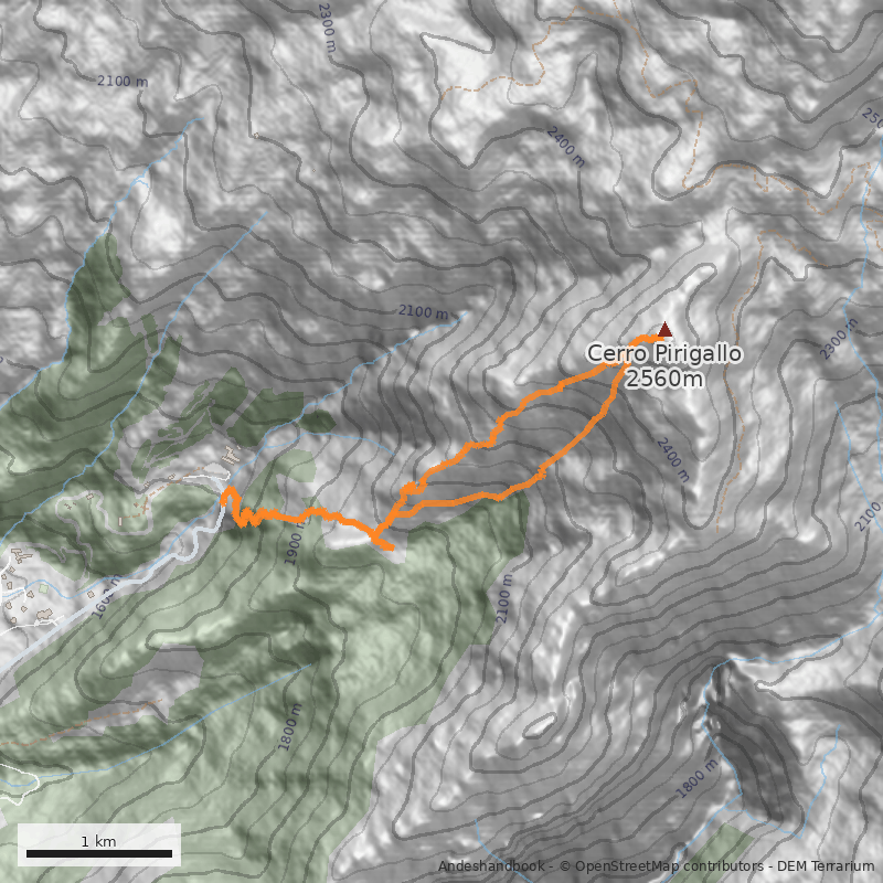Mapa Cara Suroeste desde Centro de Ski
