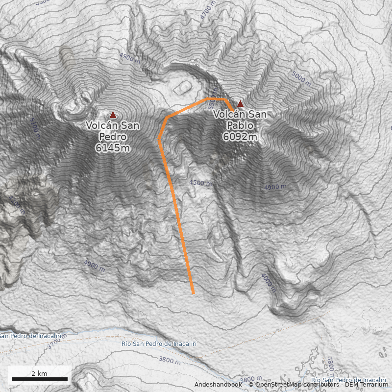 Mapa Ruta normal por portezuelo
