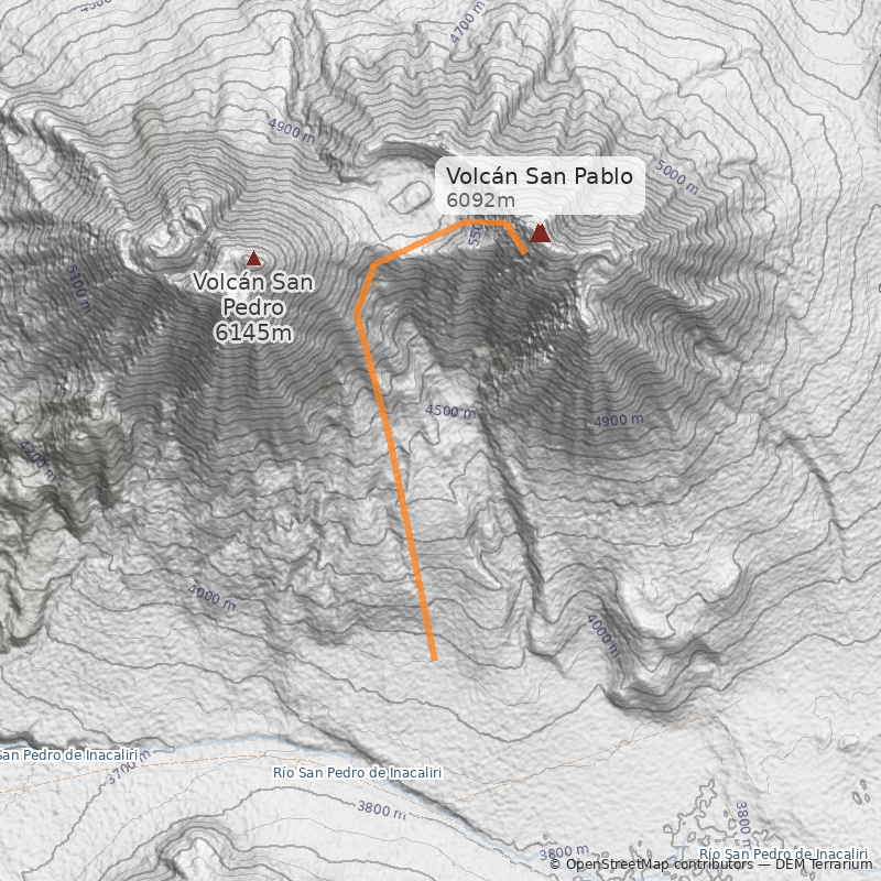 Mapa Ruta normal por portezuelo