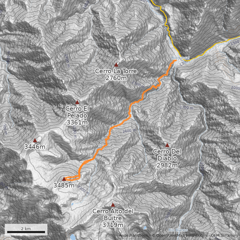 Mapa Normal por Quebrada Las Gualtatas