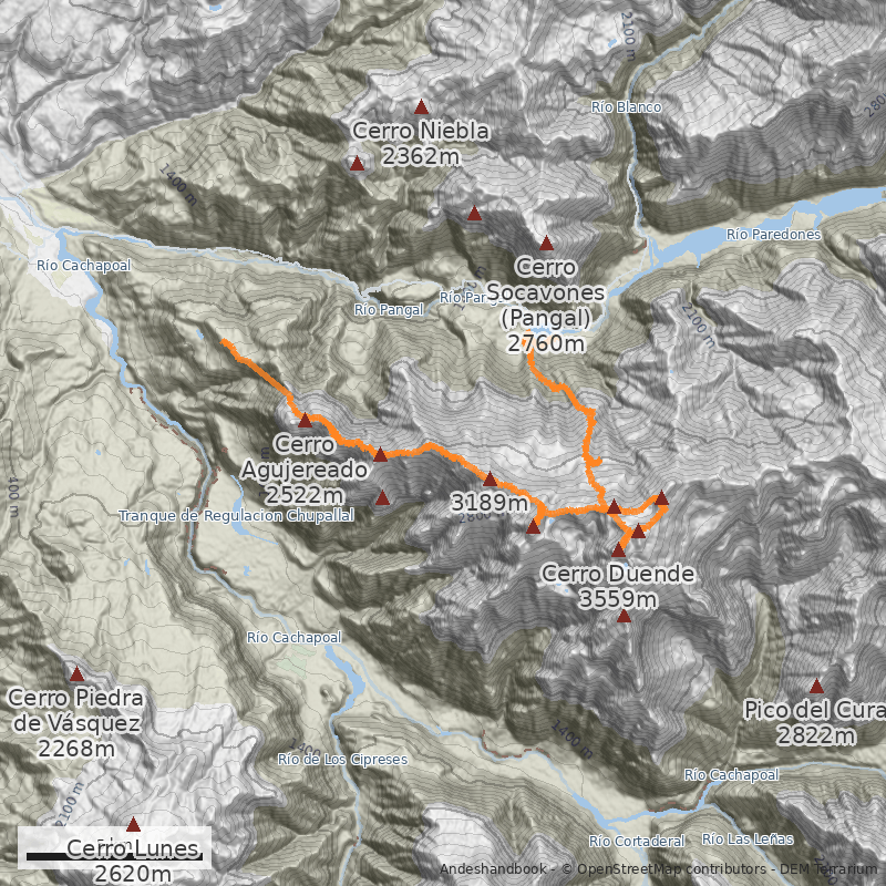 Mapa Travesía Cordón de Manantiales