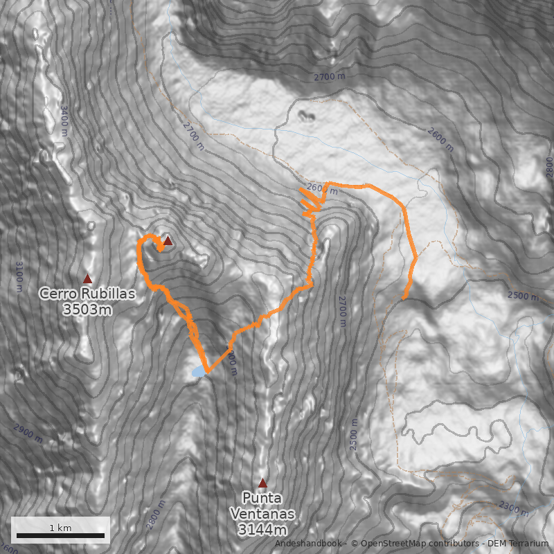 Mapa Ladera sur y canaleta noroeste