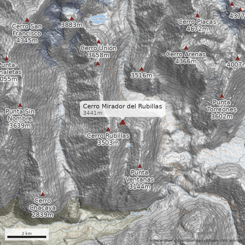 Mapa Ladera sur y canaleta noroeste