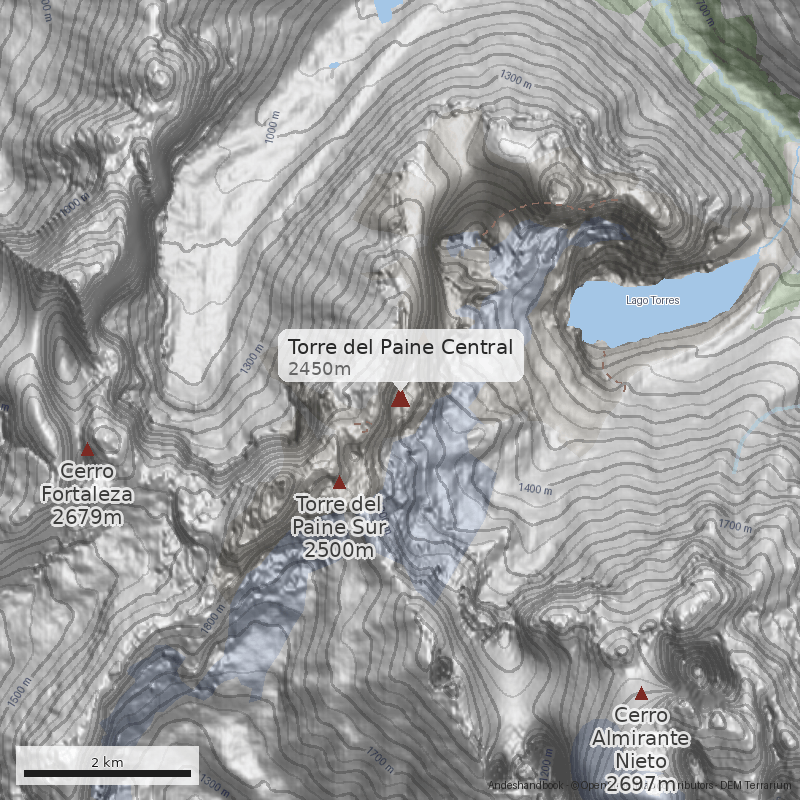Mapa Vía Bonington-Whillans