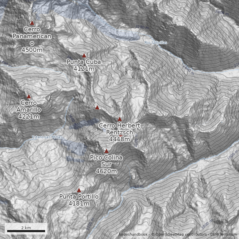 Mapa Normal desde Pico Colina Norte por estero Blanco