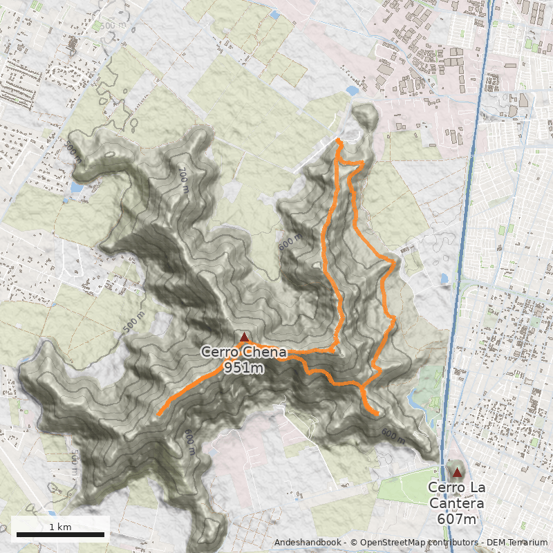 Mapa Filo Norte desde Rinconada de Chena