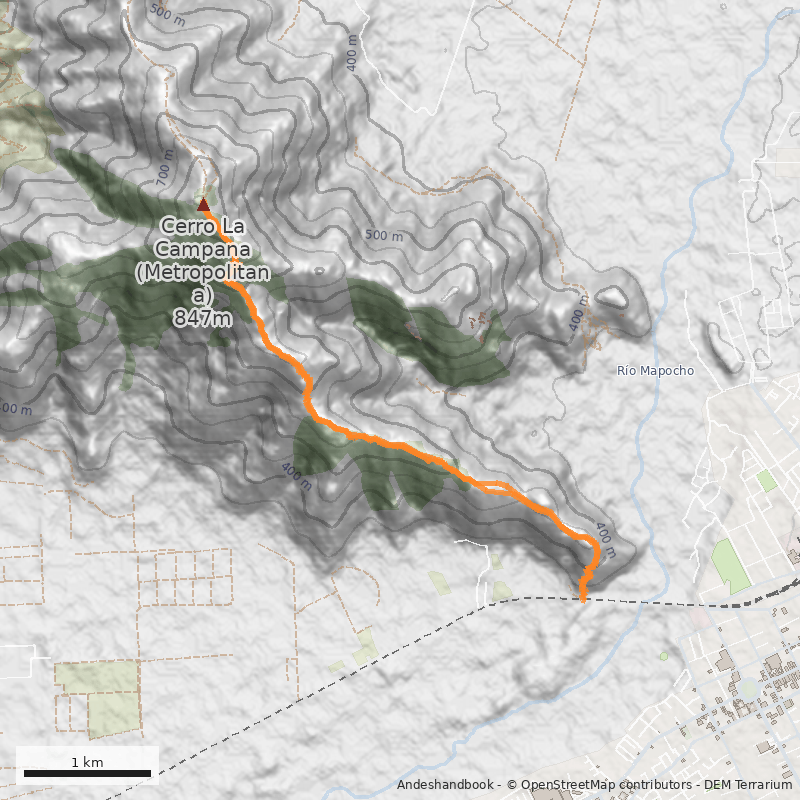 Mapa Filo Sureste desde Cuesta Zapata