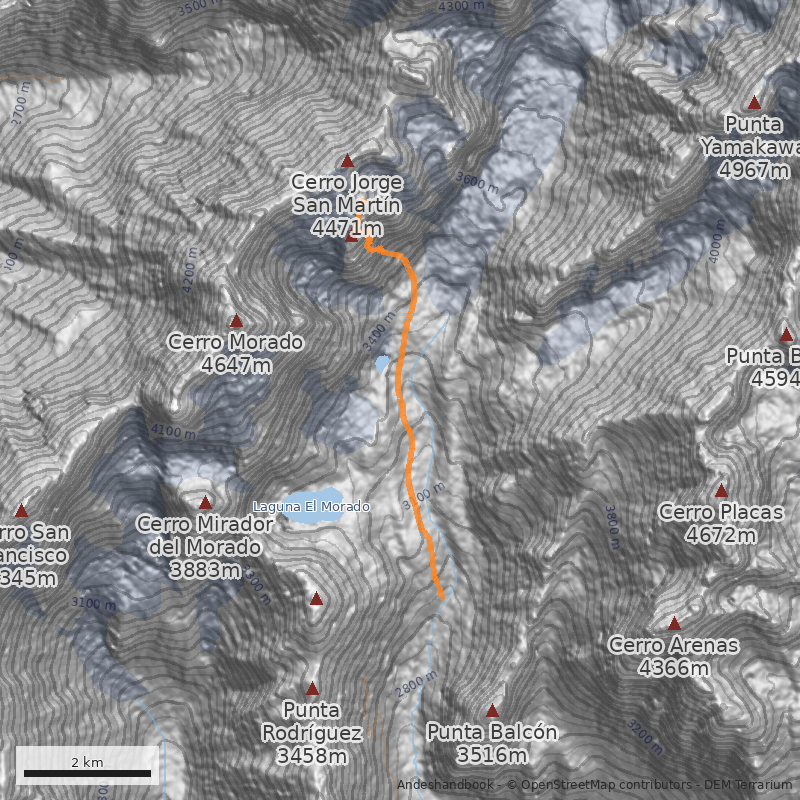 Mapa Cara Sureste hasta Punta Ñako 