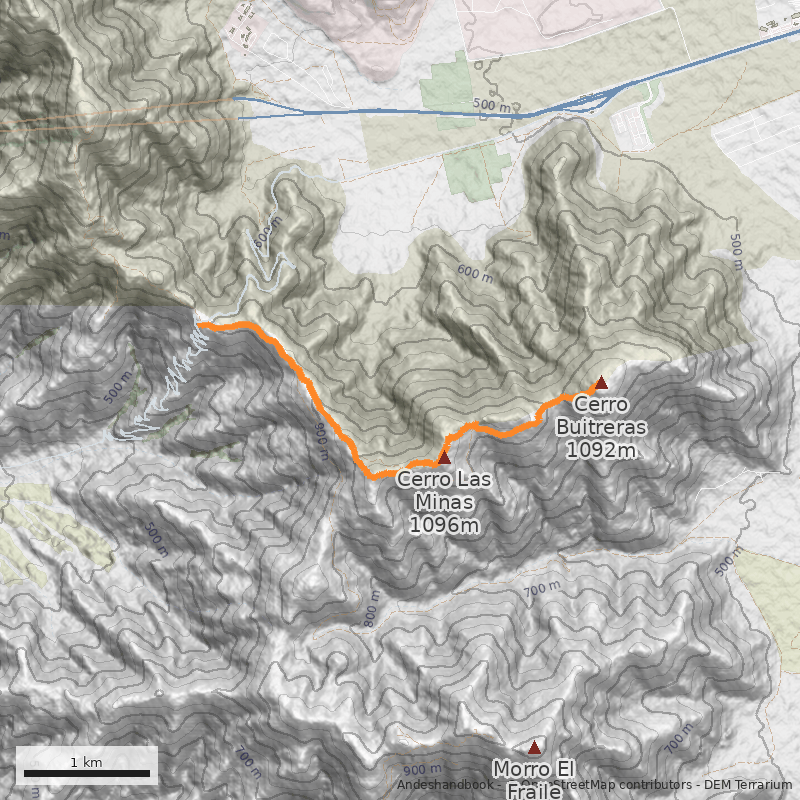 Mapa Filo Oeste desde cerro Las Minas